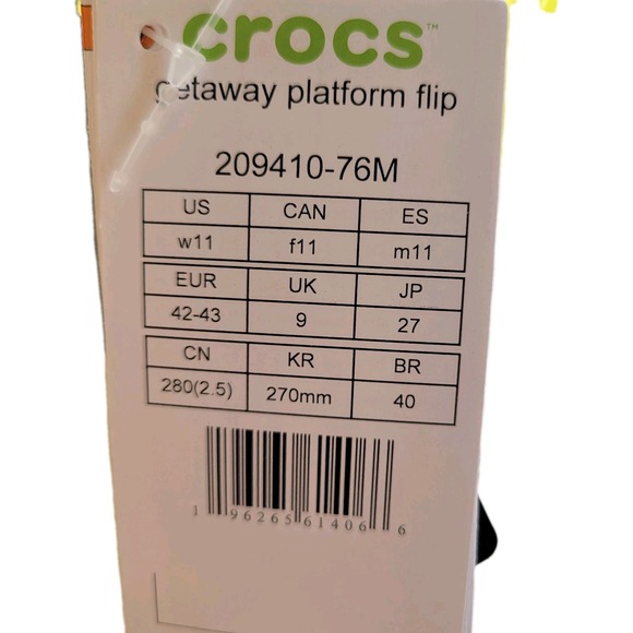 Crocs Getaway Platform Flip Sandals Yellow Women's W11 Comfort Slides NEW - Picture 3 of 3